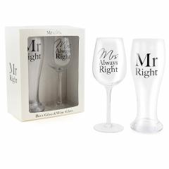 Set 2 pahare - Mr Right and Mrs Always Right