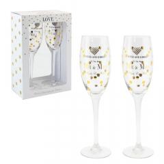 Set 2 pahare - Mad Dots Mr & Mrs Hugs Lesser & Pavey