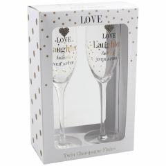Set 2 pahare sampanie - Mad Dots - Love Laughter