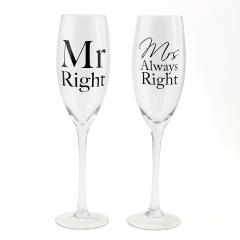 Set 2 pahare sampanie - Mr Right & Mrs Always Right