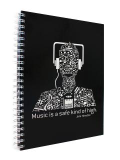 Carnet neagru A4 - Music is a safe kind of high