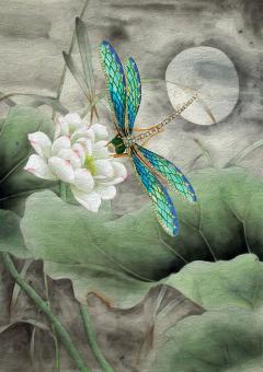 Felicitare - White Lotus and Dragonfly Card Artige