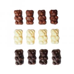 Borcan cu bezele moi in forma de ursuleti acoperite cu 3 tipuri de ciocolata