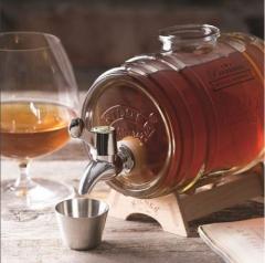 Butoi cu robinet si suport din lemn - 1000 ml