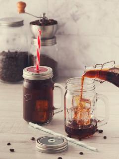 Borcan cu maner, capac si pai - 400 ml - mai multe modele