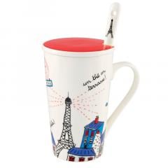 Cana cu capac si lingurita - Bunny Bonjour Paris Derriere la porte