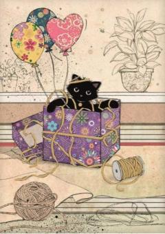 Carnet Bug Art,  A6 - Chaton Cadeau