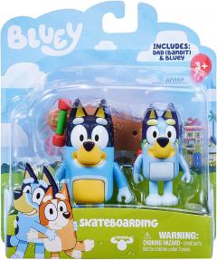 Set 2 figurine - Skateboarding - Bluey and Bandit