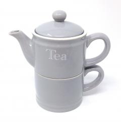 Set ceainic cu ceasca - Grey Classic Tea for One