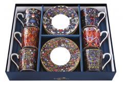 Set 6 cesti cu farfurie pentru cafea - Floral Chintz