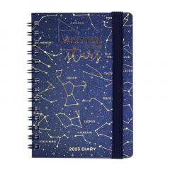 Agenda 2023 - 12-Month Weekly Diary - Spiral Bound, Small - Stars