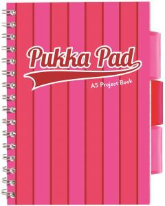 Caiet A5, Dictando, cu spirala si separatoare - Project Book - Roz