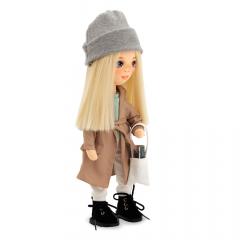 Papusa de plus - Mia in a Beige Trench Coat, 32 cm