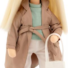 Papusa de plus - Mia in a Beige Trench Coat, 32 cm