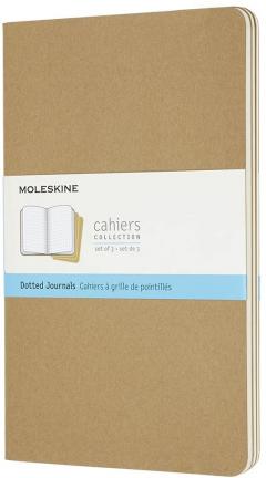 Set 3 caiete - Moleskine Cahier - Large, Dotted - Kraft Brown