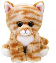 Jucarie de plus - Beanie Babies - Cleo Gold Tabby Cat, 15 cm