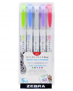 Set markere - Mildliner Brush Pen & Marker - Cool Assorted, 5 pack
