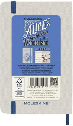 Agenda 2023 - 12-Months Weekly - Limited Edition - Pocket, Hard Cover - Alice in Wonderland - Alice - Almond White