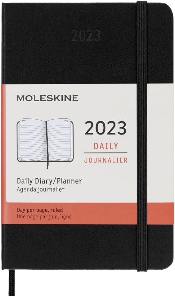 Agenda 2023 12Months Daily Pocket, Hard Cover Black Moleskine