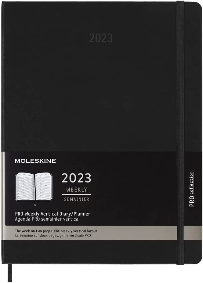 Agenda 2023 12Months Pro Weekly Extra Large, Hard Cover, Vertical Black Moleskine