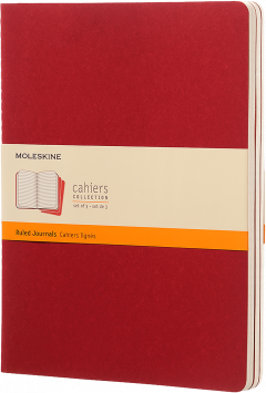 Set 3 caiete - Moleskine Cahier - X-Large, Ruled - Red Cover