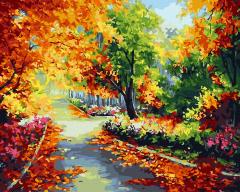 Set pictura pe numere - Poteca toamna in padure, 40x50 cm