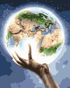 Set pictura pe numere - Planeta Pamant, 40x50 cm