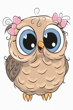 Set pictura pe numere - Bufnita fericita, 20x30 cm