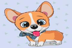 Set pictura pe numere - Catelus cu fundita, 20x30 cm