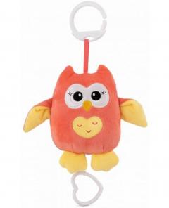 Jucarie muzicala de agatat - Bufnita Portocalie, 15 cm