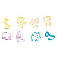 Set stampile din lemn cu tus - Animale Salbatice