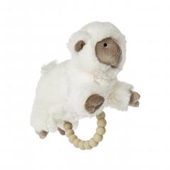 Jucarie bebelusi - Mielul Luxey cu inel de dentitie din cauciuc si zornaitoare