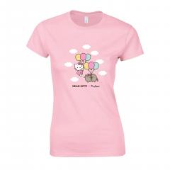 Tricou XL - Women - Pusheen and Hello Kitty - Balloons - Pink