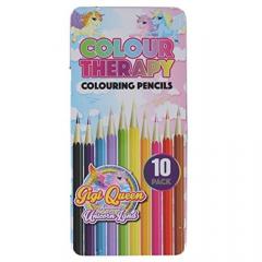 Set Creioane in cutie metalica 10 culori - Color Therapy Unicorn