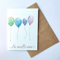 Felicitare - Baloane curcubeu - La multi ani