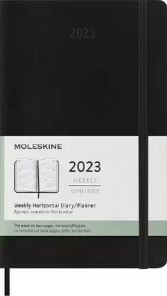 Adenda Moleskine 2023 - 12M, Weekly Horizontal Diary/ Planner, Large, Hardcover - Black