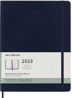 Agenda Moleskine 2023 - 12M, Weekly Notebook Diary/ Planner, Extra Large, Soft Cover - Sapphire Blue