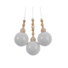 Set 3 globuri decorative - Swingtag Wool White | Kaemingk