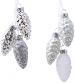 Set 3 ornamente brad - Pinecone Mixed White and Silver (mai multe culori, pret pe set)