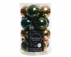 Set 16 globuri decorative - Green Gold Colours Mix | Kaemingk