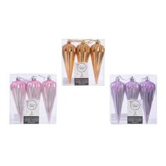 Set 3 decoratiuni pentru brad - Blush Glitter - mai multe culori