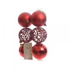 Set 6 globuri decorative - Bauble Christmas Red