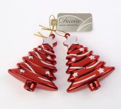 Decoratiune Craciun  - Decoris Tree with Glitter, 2 pieces 7x9cm