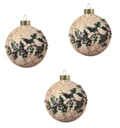 Set 3 globuri decorative - Holly Leafs | Kaemingk