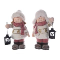 Figurina decorativa - Winter Kids with Lantern - doua modele - pret pe bucata