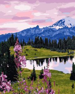 Set pictura pe numere - Dimineata la munte, 40x50 cm