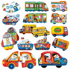 Puzzle educativ - Vehicles, 8 double-faced puzzles