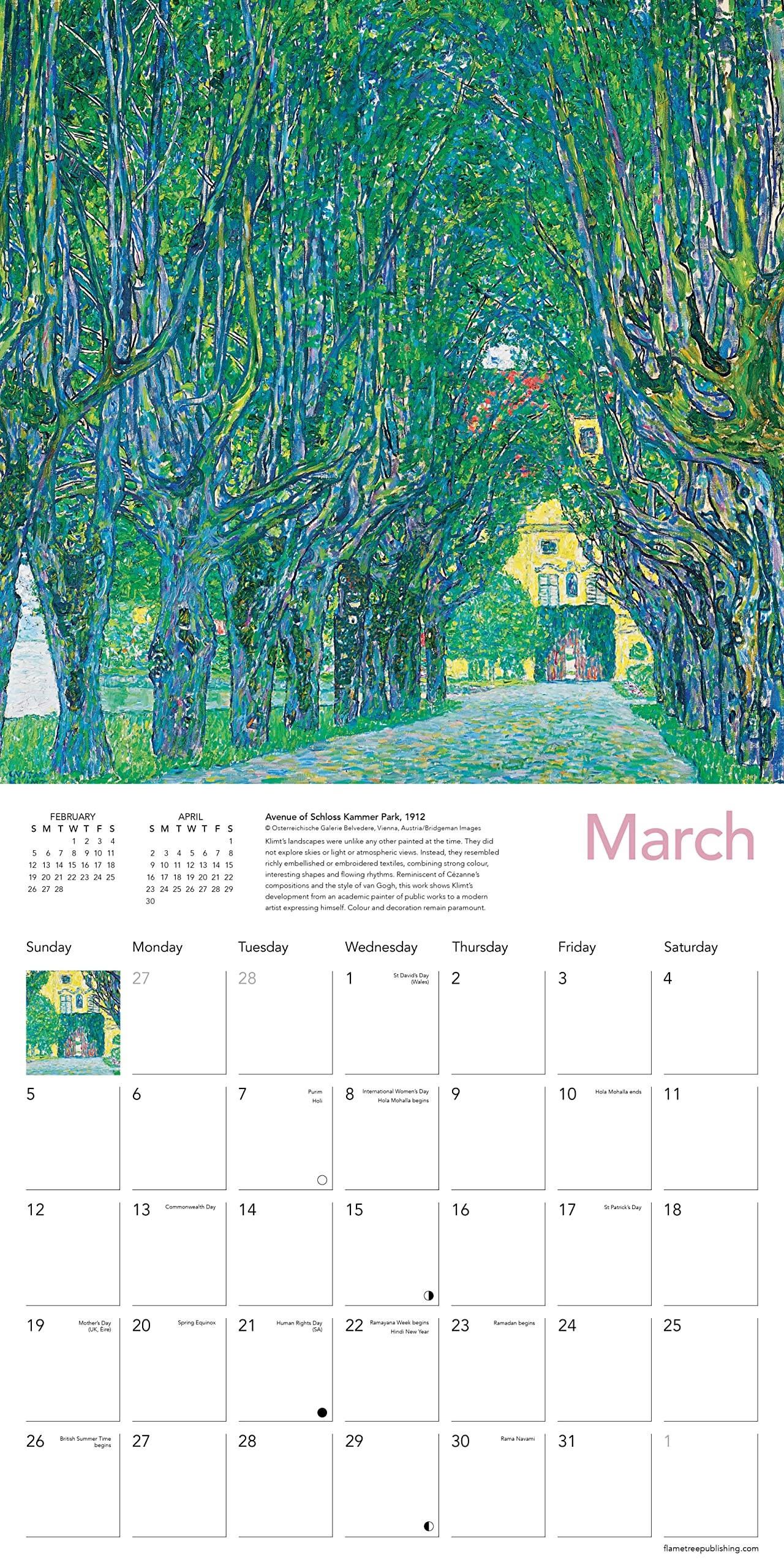 Calendar 2023 Klimt Landscapes Flame Tree Publishing