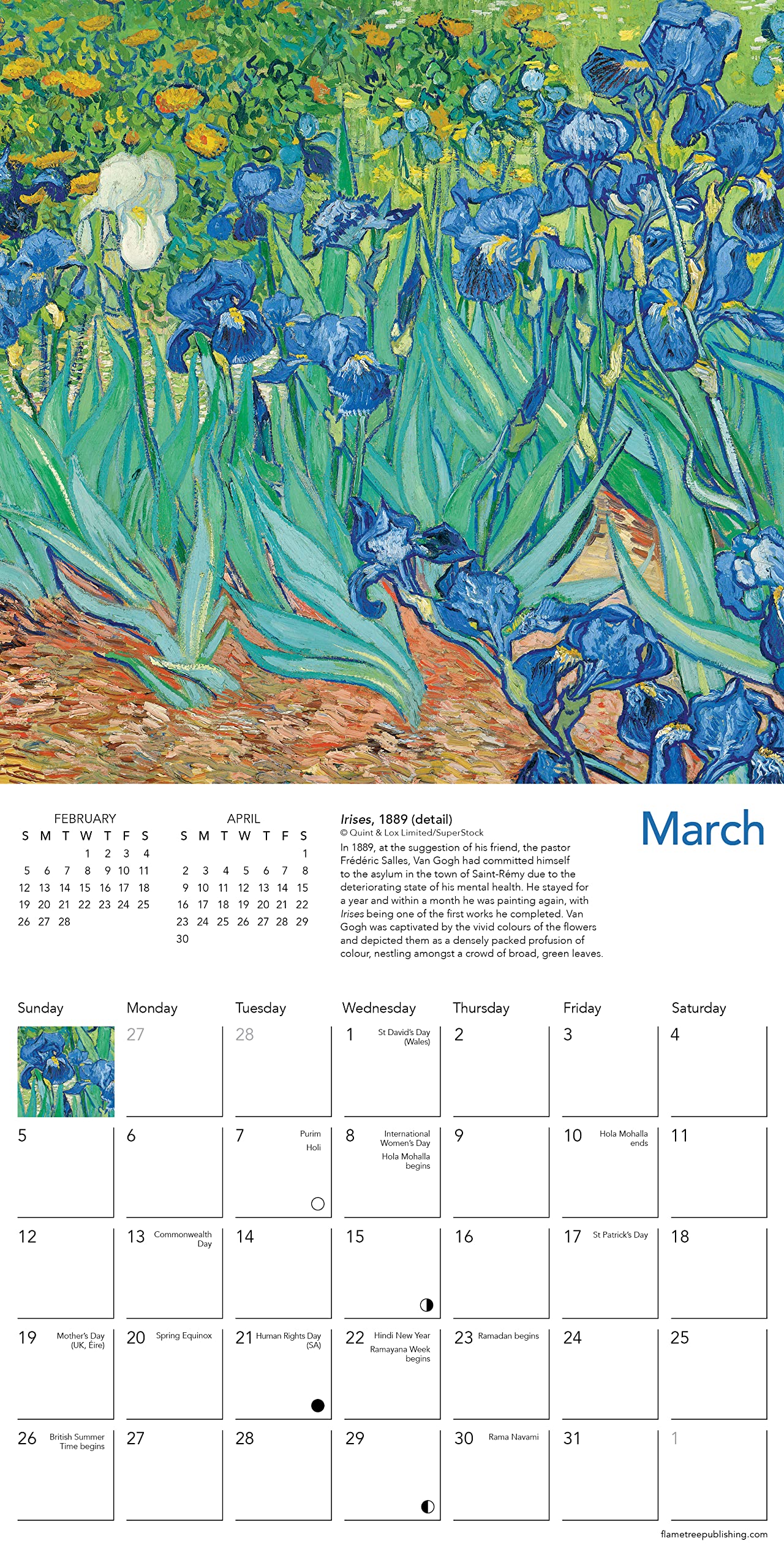 Calendar 2023 Vincent Van Gogh Flame Tree Publishing