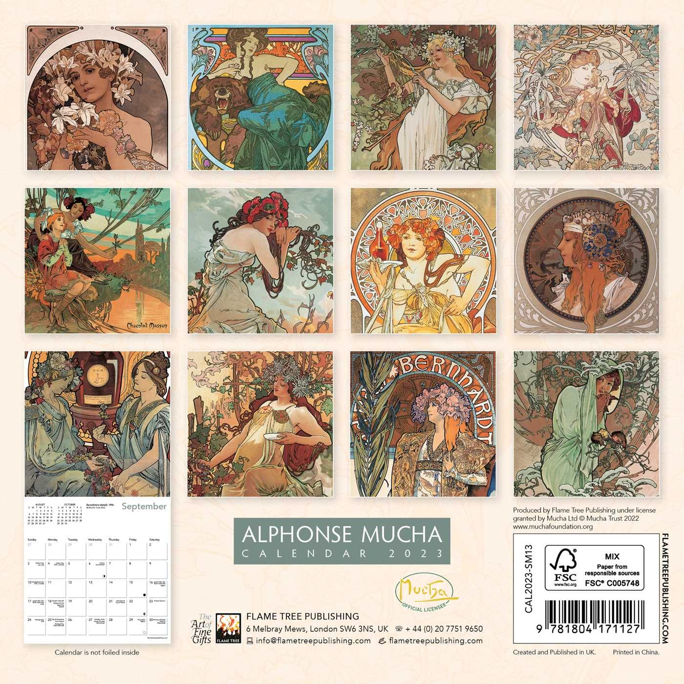 Calendar 2023 Alphonse Mucha Flame Tree Publishing